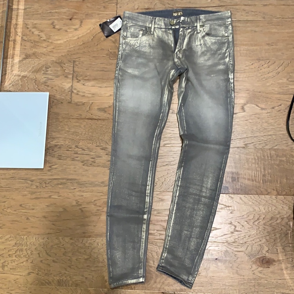 Mother Shimmer Grey and Gold jeans